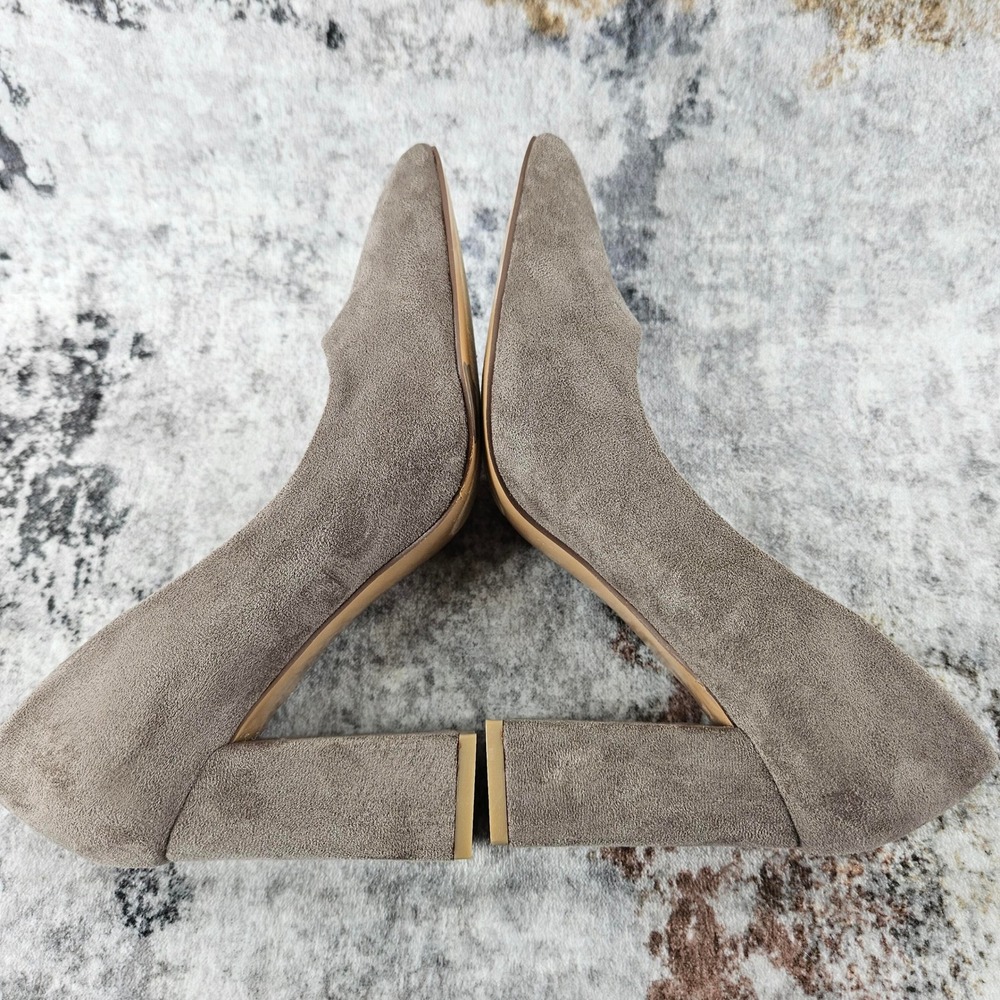 VICI Block Heels Pumps Womens 8 Jasmin Taupe Suede Pointed Toe Faux Suede - Picture 8 of 13